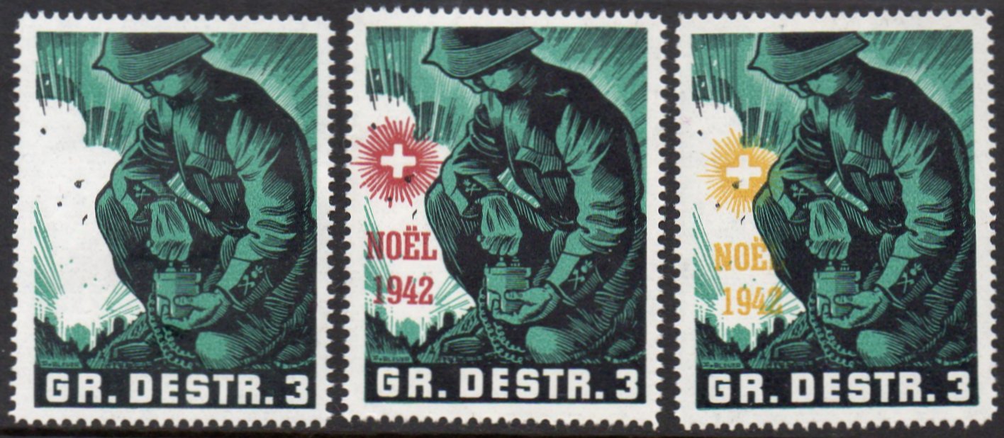 Schweiz Suisse Switzerland Soldatenmarken Eisenbahn Soldier Stamps Railway Verschiedenes Gr. Destr. 3